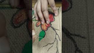 Painting on Jute Bag/Bird Drawing on Jute Bag #painting #drawing #ytshorts