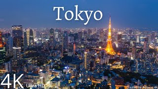 Tokyo in 4K Ultra HD. Tokyo, Japan by 4k drone. Relaxing Music