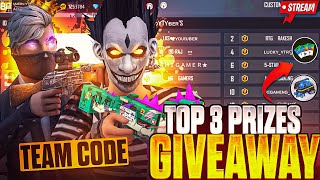 FREE FIRE LIVE CUSTOM ROOM GIVEAWAY | FF LIVE TEAM CODE GIVEAWAY | FF LIVE GIVEAWAY DJ ALOK |FF LIVE