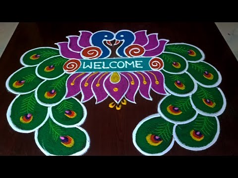 #rangoli #festival 🦚 beautiful 5 dots new year Rangolis #rangoli #newyear #festival #muggulu