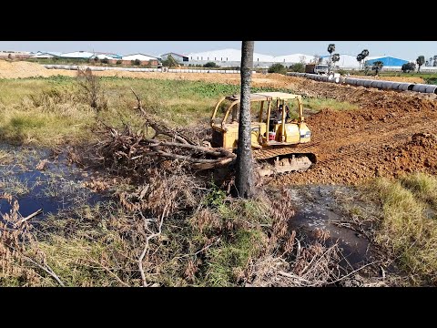 Just Opening New Plan For Making Road In Project Dozer Pushing Soil Mix Stone Komatsu D60P