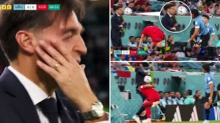 Uruguay boss Diego Alonso get smashed in face by ball leaving TV viewers wincing in South Korea