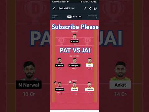 PAT vs JAI Kabbadi Dream11 Prediction | Kabbadi Dream11 Team Today | #kabbadi