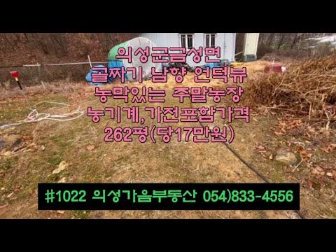 #1022 의성가음부동산 군위군인접 남향 언덕뷰 채소밭 농막 262평 4500만 (당17만) 계곡중턱 하우스포함 전기인입 상수도인입 농기계줌 자연인 주말농장용 #의성땅#의성토지매매