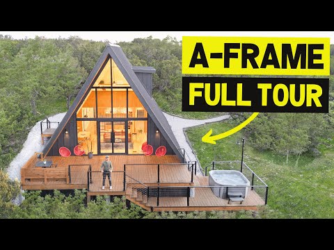 LUXURY ALL-BLACK MODERN A-FRAME CABIN w/ Hot Tub & Views! (Full Tour)