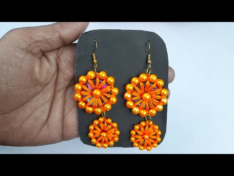 🤩 easy pearl earrings making idea  | Cute Pearl Beaded Earrings