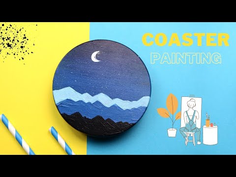 How To Paint Coaster | Acrylic Painting Tutorial | Acrylic Painting For Beginners