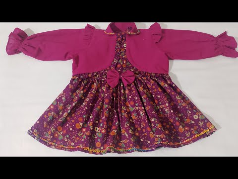 how to stitch baby winter frock with jacket cutting and stitching 2 to 3 years old baby girl