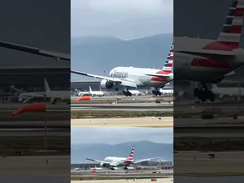 American Boeing 777 landing at Barcelona #youtubeshorts #remix #shorts #short #planespotting #boeing