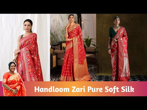 Handloom Zari Pure Soft Silk All Over Traditional Temple Border | With Blouse | SUJATA'S COLLECTION