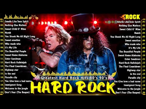 Greatest Hard Rock Songs 80s 90s 🎸 Bon Jovi, Guns N' Roses, Nirvana, Metallica 💥 Heavy Metal Rock