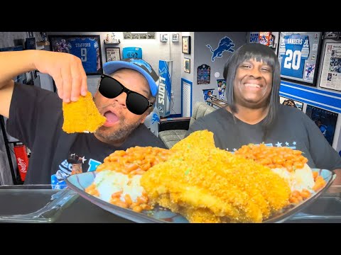 CRISPY Catfish and Baked Beans RICE FEAST Mukbang