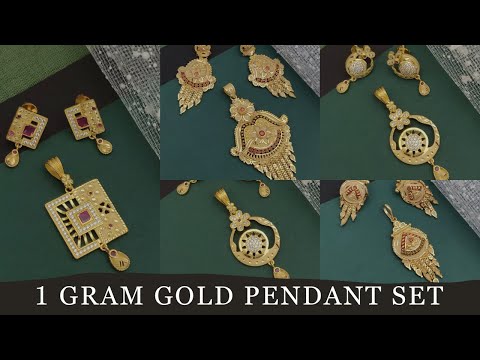 1 Gram Gold Pendant Set with Price - Latest 2024 One Gram Gold Pendant Set Online Shopping in India