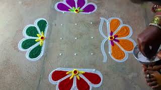 Easy simple padi kolam designs5*3*3maasi madham rangolikolam pandaga design muggulu#kanishcreatives