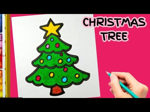 Very Easy Cristmas Tree Drawing For Kids and Toddler//Step by Step// #kids#drawing#video#viralvideos