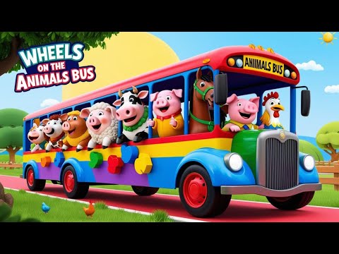 "🚍 Wheels on the Animal Bus Go Round & Round! 🌈 Fun Nursery Rhymes for Kids 🎶"}