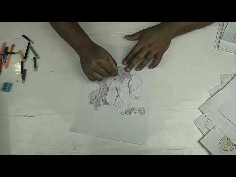 Drawing a Elephant image and color with color pencil | Art video 2025