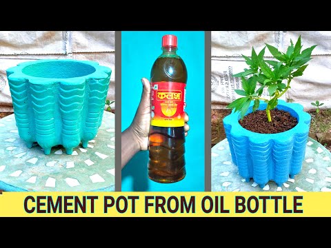 CEMENT POT MAKING IDEA FROM BOTTLE | GAMLA KAISE BANAYE