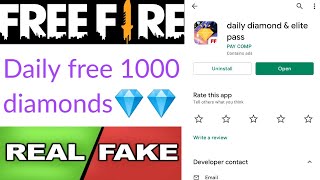 daily diamond & elite pass app real or fake | free diamonds | Garena free fire | Tech Lover DK