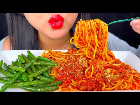 ASMR SPAGHETTI & BUTTERED GREEN BEANS | EATING SOUNDS | MUKBANG | ASMR PHAN