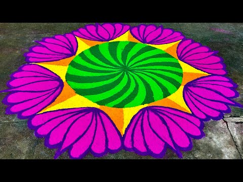 Easy & Simple 3D flower kolam💜🩵❤️🤍💚🧡💙 || Samfamily || Village style