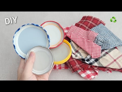 Leftover fabric and jar lids.😍 You'll be speechless this amazing idea! DIY Recycling hacks