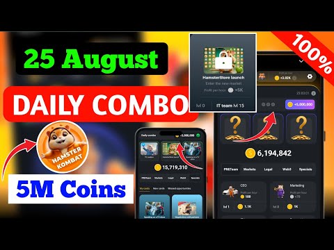 25 August Hamster Kombat Daily Combo| 25 August Today Daily Combo | Mini Game