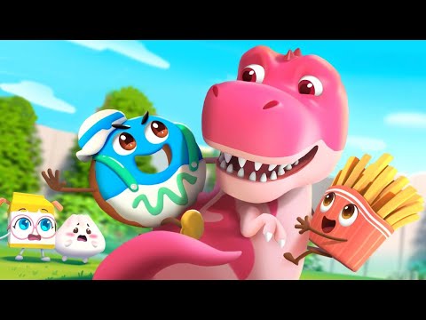 The Dino is Coming | Yummy Foods Family | Kids Cartoon | BabyBus TV