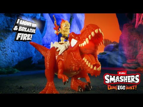 NEW Smashers Dino Egg Hunt with prehistoric dinosaurs that light up and breathe fire!!