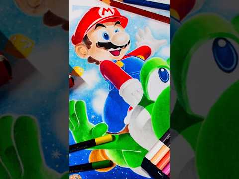 Mario and Yoshi Drawing Using Cheap Colored Pencils