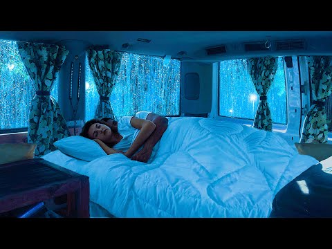 Overcome Stress and Sleep Right Away with Sounds Rain & Thunder on Window Cozy Car at night