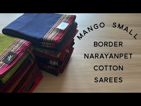 Mango Small Border Narayanpet Cotton Sarees | Shop on www.fabk.in #fabksarees #sareelove