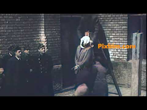 WW2 In Color! Rare Hungarian Public Pole Execution Fascists Laszlos Baky & Endre! WW2 Executions!