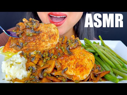 ASMR ROASTED CHICKEN DRENCHED IN MUSHROOM CAPER SAUCE | EATING SOUNDS | MUKBANG | ASMR PHAN