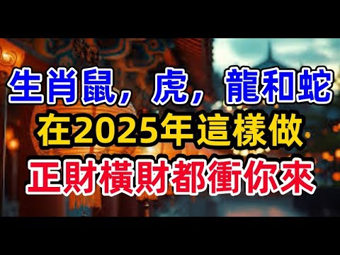 生肖鼠，虎，龍和蛇在2025年這樣做，正財橫財都衝你來! #生肖命理 #运势