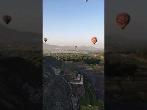 Hot Air Balloons Flying near the Pyramids in Teotihuacan.  Video by Hugo Herrera from Pexels