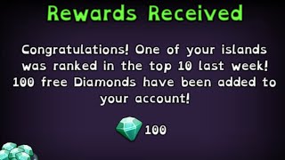 Congratulations! You are in Top 10 in My Singing Monsters 100 Diamonds Rewarded