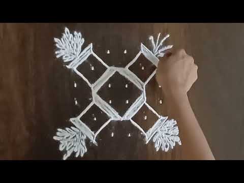 तुलसी विवाह रंगोली 6×6 dots rangoli |Tulasi Vivah Rangoli/तुळशीच्या लग्नासाठी सोपी पारंपारिक रांगोळी