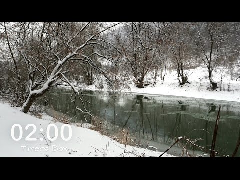 Escape the Hustle: Find Solace with Relax Silent 2 Minute Winter Landscape with Soothing River Timer