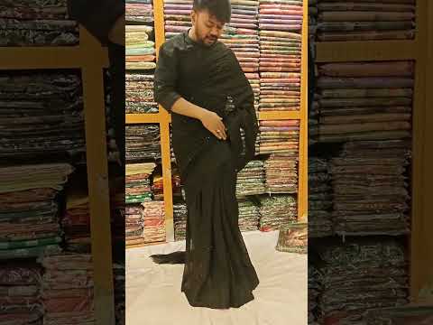 latest saree unlimited, black colour party wear saree, designer party saree, mh jewel pro