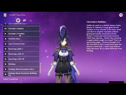 CLORINDE ALL VOICE LINES (ENGLISH)