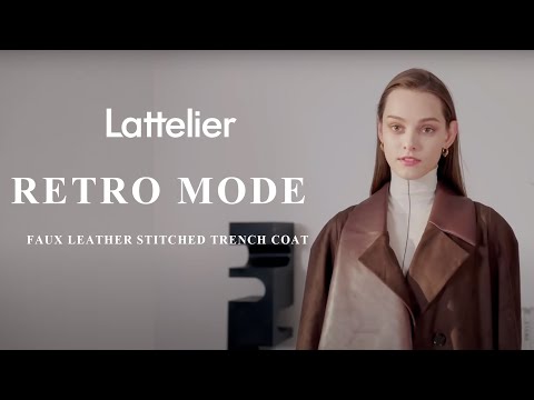 Lattelier - Retro Mode Collection (Faux Leather Stitched Trench Coat)