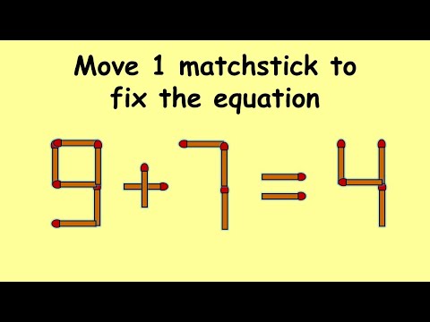 9+7=4 turn this wrong equation into correct | Match stick puzzle #296 | Puzzles with Answer