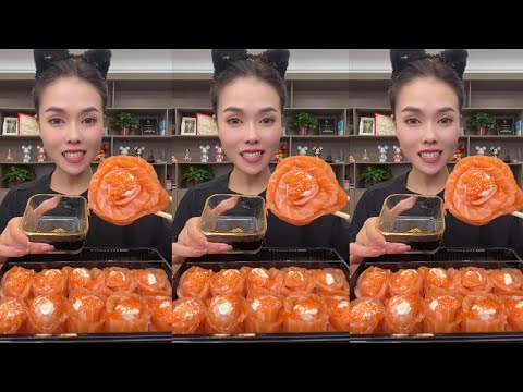 salmon mukbang eating