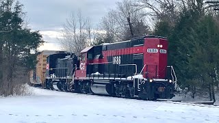 Cincinnati Eastern Railroad In The Snow Easing Down The Hill, Maintenance Of Way Equipment On Track