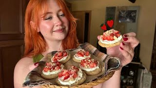 ASMR Baking Strawberry Cheesecake Cookies 🍓 (Close Whisper, Fire Crackling)