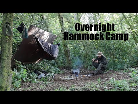 Solo Woodland Hammock Camp.  Campfire Cooking.  Ribeye Steak. Twig Stove Bannock.