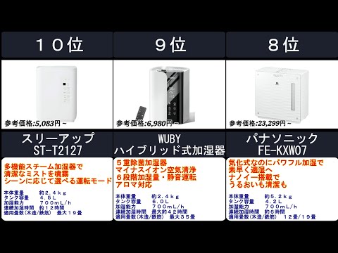 2023年【喉・肌・髪を乾燥から守りウイルス対策も！】加湿器　人気ランキングTOP10