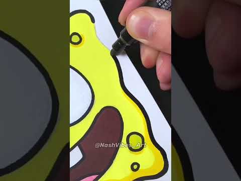 Drawing SpongeBob and Patrick with Posca Markers! Fusion Effect! (#Shorts)