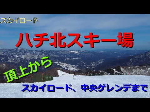 ハチ北スキー場　頂上からスカイロードそして中央ゲレンデまで滑走